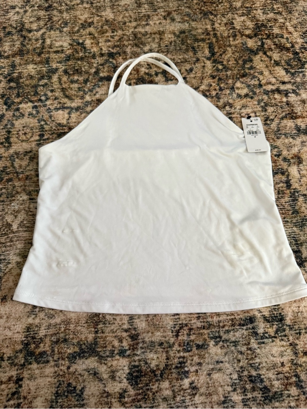 Express White Double-Strap Halter Tank
